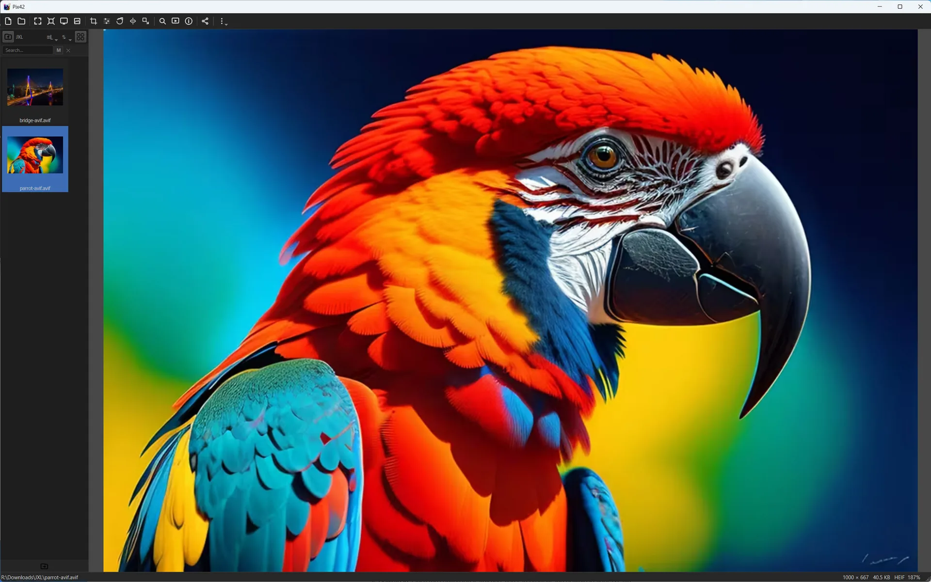 Colorful image opened in Pix42 with modern image format support